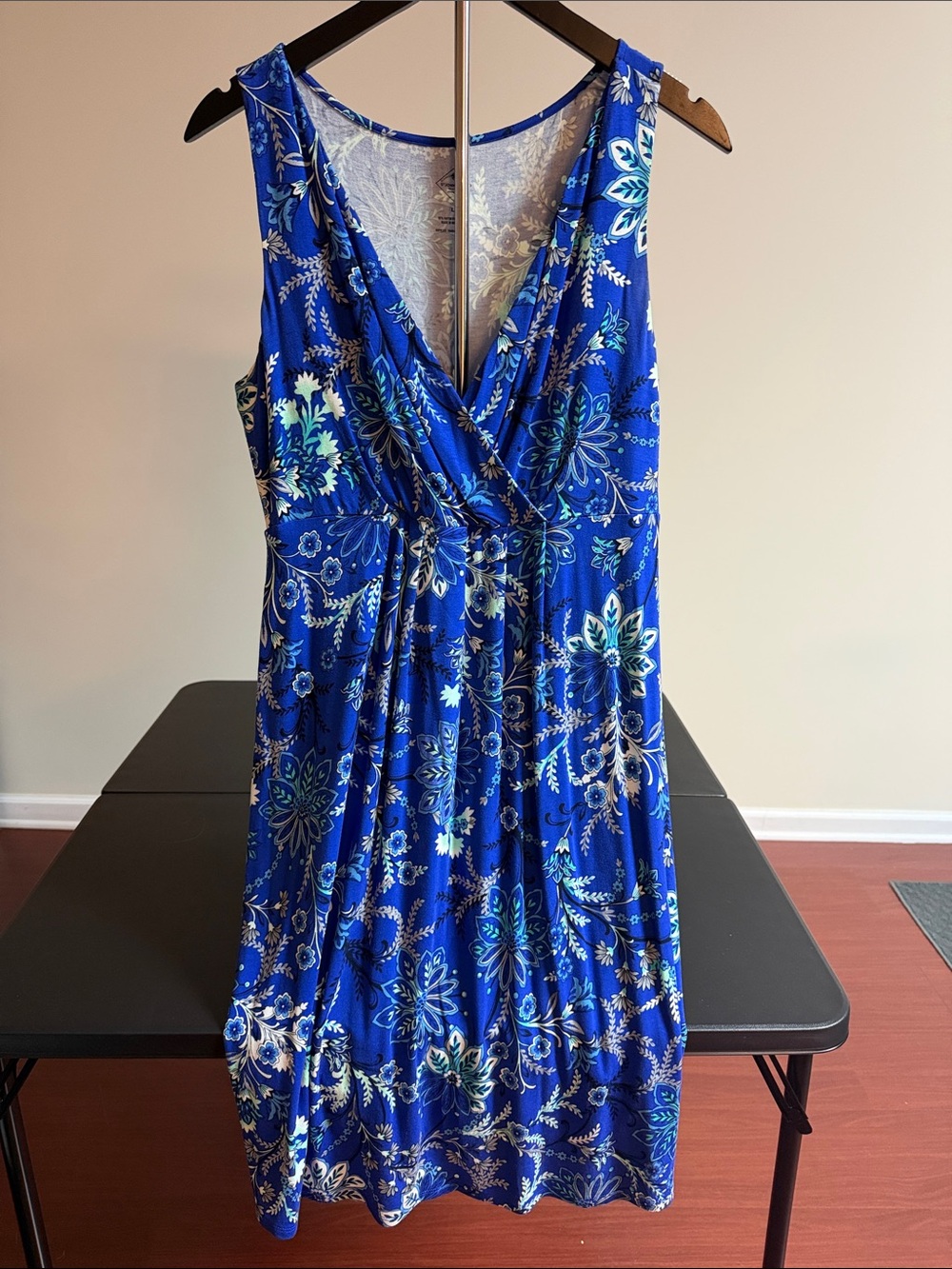 St. John's Bay Royal Blue Floral Sleeveless Midi Dress
